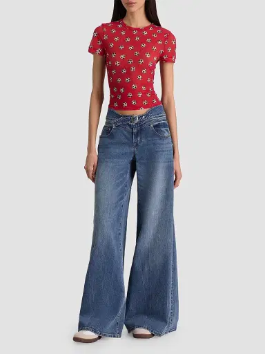 Alice + Olivia Women's Tess Soccer-Print T-Shirt - Gold Hibiscus - Size XL | Thumbnail 2 Alice + Olivia Women's Tess Soccer-Print T-Shirt - Gold Hibiscus - Size XL | Thumbnail 2
