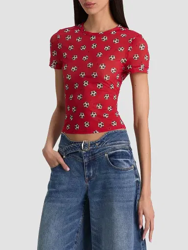 Alice + Olivia Women's Tess Soccer-Print T-Shirt - Gold Hibiscus - Size XL | Thumbnail 6 Alice + Olivia Women's Tess Soccer-Print T-Shirt - Gold Hibiscus - Size XL | Thumbnail 6
