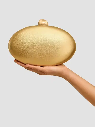Cult Gaia Women's Eviana Hard-Case Metallic Leather Clutch - Brass | Thumbnail 2 Cult Gaia Women's Eviana Hard-Case Metallic Leather Clutch - Brass | Thumbnail 2