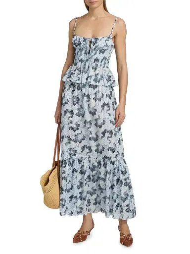 Ulla Johnson Women's Anya Ikat-Inspired Cinched Cotton-Blend Top - Ciel - Size 16 | Thumbnail 2
