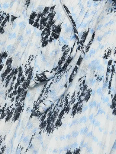 Ulla Johnson Women's Anya Ikat-Inspired Cinched Cotton-Blend Top - Ciel - Size 16 | Thumbnail 7