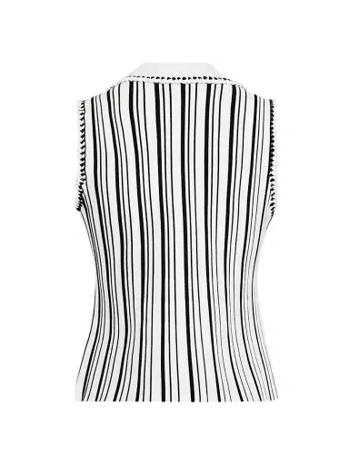 Milly Women's Kaya Stripe Sleeveless Polo Top | Thumbnail 3 Milly Women's Kaya Stripe Sleeveless Polo Top | Thumbnail 3