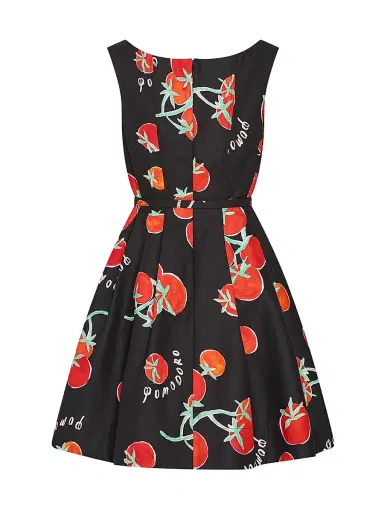 Milly Women's Peggy Off-The-Shoulder Tomato Print Minidress - Black Red - Size 12 | Thumbnail 2