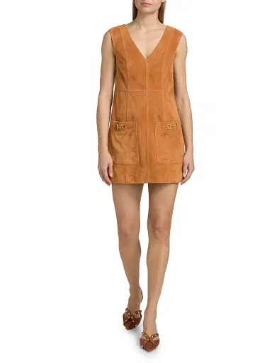 Ulla Johnson Women's Sloane Suede Minidress - Cognac - Size 12 | Thumbnail 2