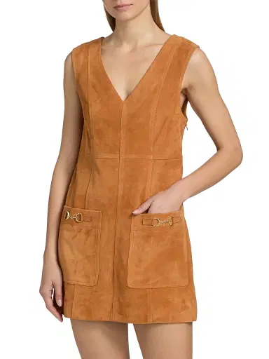Ulla Johnson Women's Sloane Suede Minidress - Cognac - Size 12 | Thumbnail 3