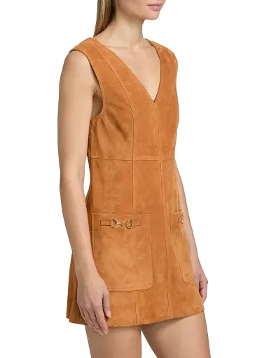 Ulla Johnson Women's Sloane Suede Minidress - Cognac - Size 12 | Thumbnail 4