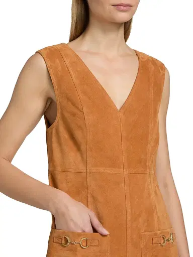 Ulla Johnson Women's Sloane Suede Minidress - Cognac - Size 12 | Thumbnail 6
