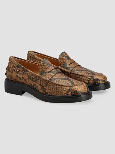 Tod's Women's Snakeskin-Print Leather Penny Loafers - Dark Brown - Size 11 | Thumbnail 4 Tod's Women's Snakeskin-Print Leather Penny Loafers - Dark Brown - Size 11 | Thumbnail 4