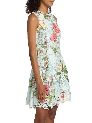 Oscar de la Renta Women's Floral Print Lace Minidress | Thumbnail 4