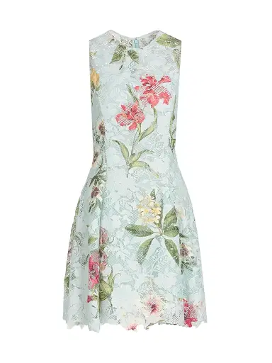 Oscar de la Renta Women's Floral Print Lace Minidress | Thumbnail 1