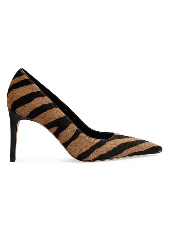 Women's Power 85MM Zebra-Print Calf Hair Pumps - New Camel Shadow