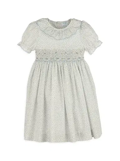 Luli & Me Little Girl's Floral Cotton Short-Sleeve Dress - Blue - Size 6 | Thumbnail 1 Luli & Me Little Girl's Floral Cotton Short-Sleeve Dress - Blue - Size 6 | Thumbnail 1