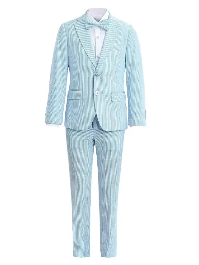 Little Boy's & Boy's Striped Suit with Peak Lapel - Blue Stripes