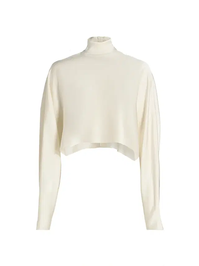 LAPOINTE Women's Satin Caftan Crop Top - Cream
