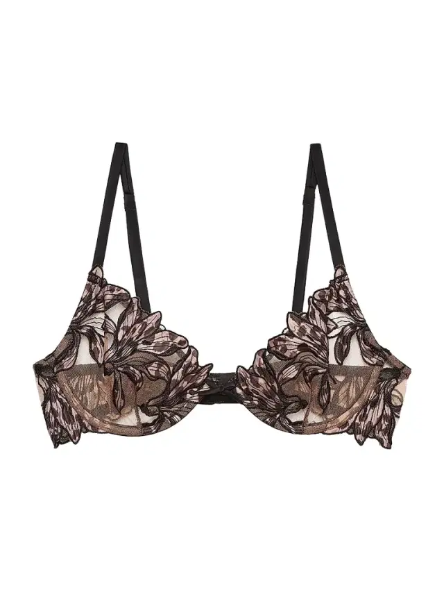 Fleur du Mal Women's Lily Embroidered Demi Bra - Leopard Lily