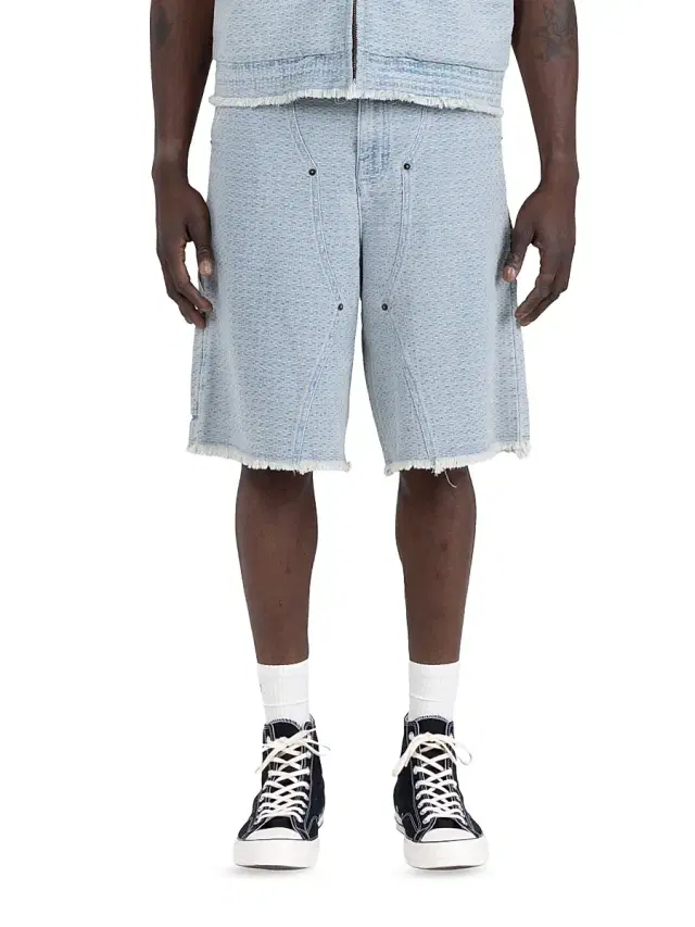 Honor The Gift Men's Raw-Edge Denim Shorts - Light Indigo