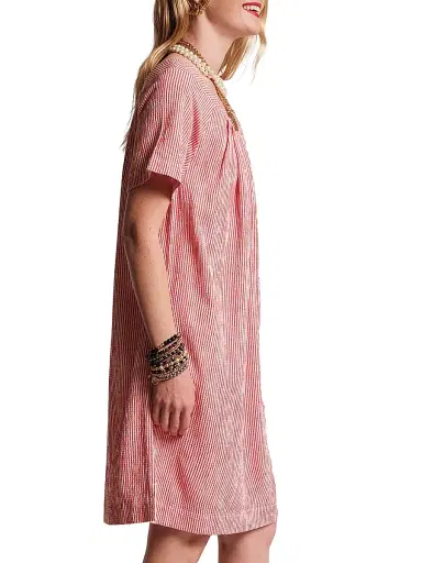 Frances Valentine Women's Easy Pleated Seersucker Dress | Thumbnail 2 Frances Valentine Women's Easy Pleated Seersucker Dress | Thumbnail 2