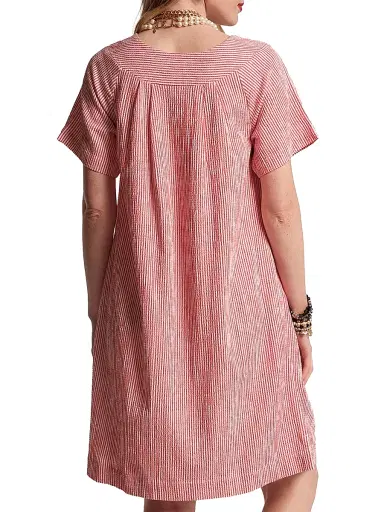 Frances Valentine Women's Easy Pleated Seersucker Dress | Thumbnail 3 Frances Valentine Women's Easy Pleated Seersucker Dress | Thumbnail 3