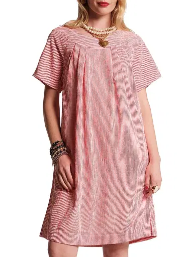 Frances Valentine Women's Easy Pleated Seersucker Dress | Thumbnail 1 Frances Valentine Women's Easy Pleated Seersucker Dress | Thumbnail 1