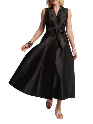 Frances Valentine Women's Lucia Wrap Midi-Dress - Black | Thumbnail 2 Frances Valentine Women's Lucia Wrap Midi-Dress - Black | Thumbnail 2