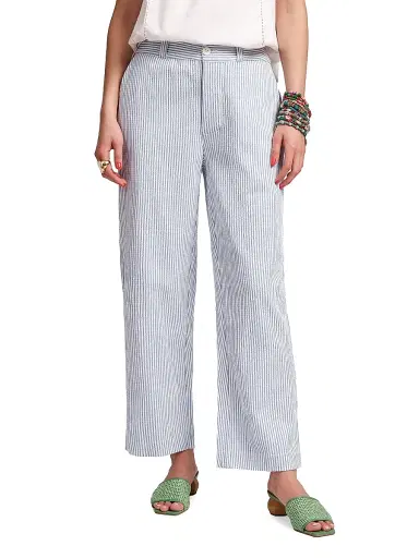 Frances Valentine Women's Coleman Seersucker Relaxed-Fit Pants | Thumbnail 1