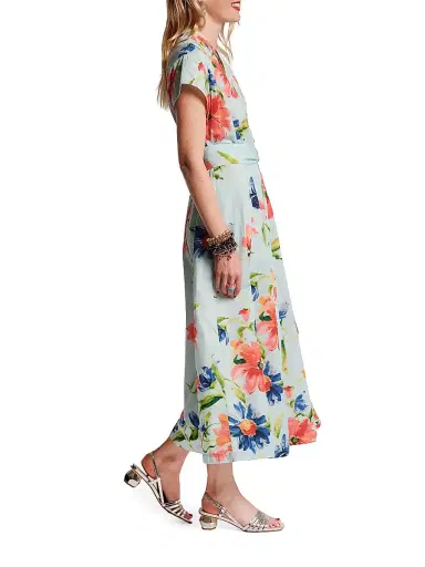 Frances Valentine Women's Eve Floral Tie-Waist Midi-Shirtdress - Light Blue Multi | Thumbnail 2