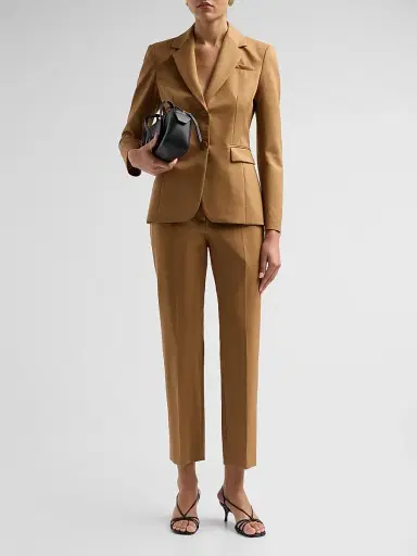 Altuzarra Women's Todd Linen-Blend Straight Pants - Saddle - Size 12 | Thumbnail 2