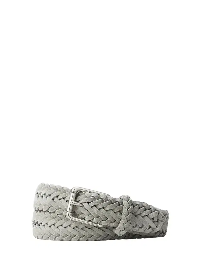 Men's Braided Suede Belt - Pearl Grey