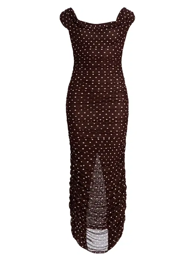 Black Halo Women's Evangeline Polka Dot Maxi Dress - Cocoa Dot