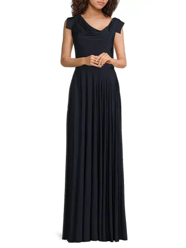 BLACK HALO Women's EVE Jackie O Off-the-Shoulder Gown - Pacific Blue - Size 10 | Thumbnail 2