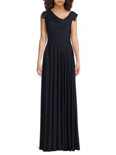 BLACK HALO Women's EVE Jackie O Off-the-Shoulder Gown - Pacific Blue - Size 10 | Thumbnail 3