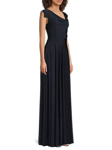 BLACK HALO Women's EVE Jackie O Off-the-Shoulder Gown - Pacific Blue - Size 10 | Thumbnail 4