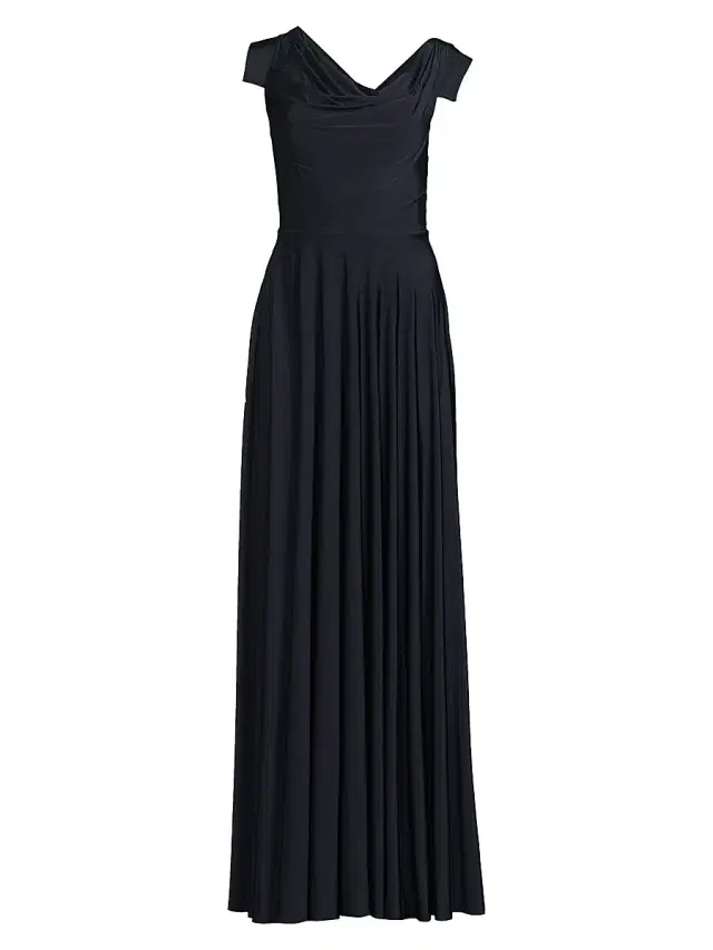 Black Halo Women's EVE Jackie O Off-the-Shoulder Gown - Pacific Blue