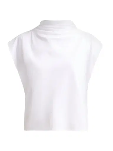 TANYA TAYLOR Women's Adrien Draped Top - Optic White - Size Large | Thumbnail 1