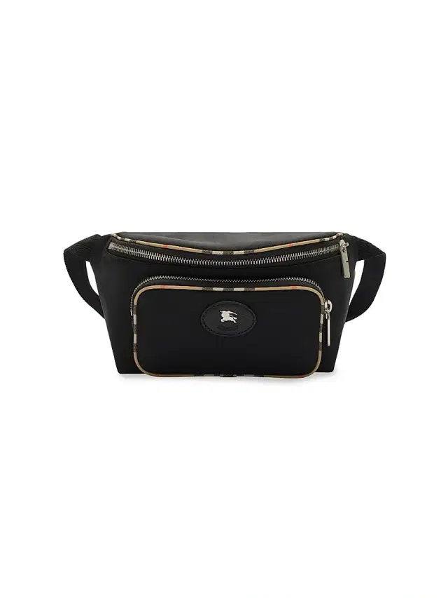 Burberry Men's EKD Stamp Check-Trim Belt Bag - Black