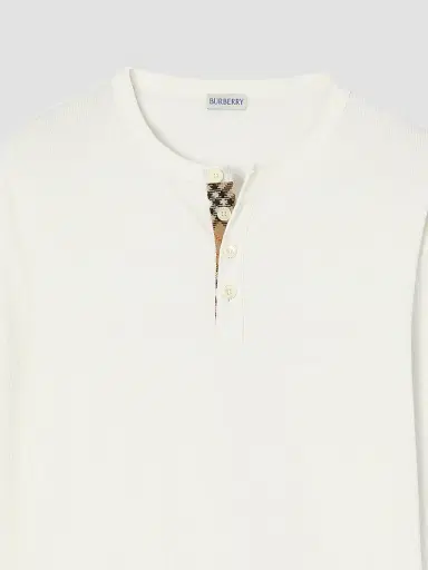 Burberry Men's Check Placket Henley Top | Thumbnail 2 Burberry Men's Check Placket Henley Top | Thumbnail 2
