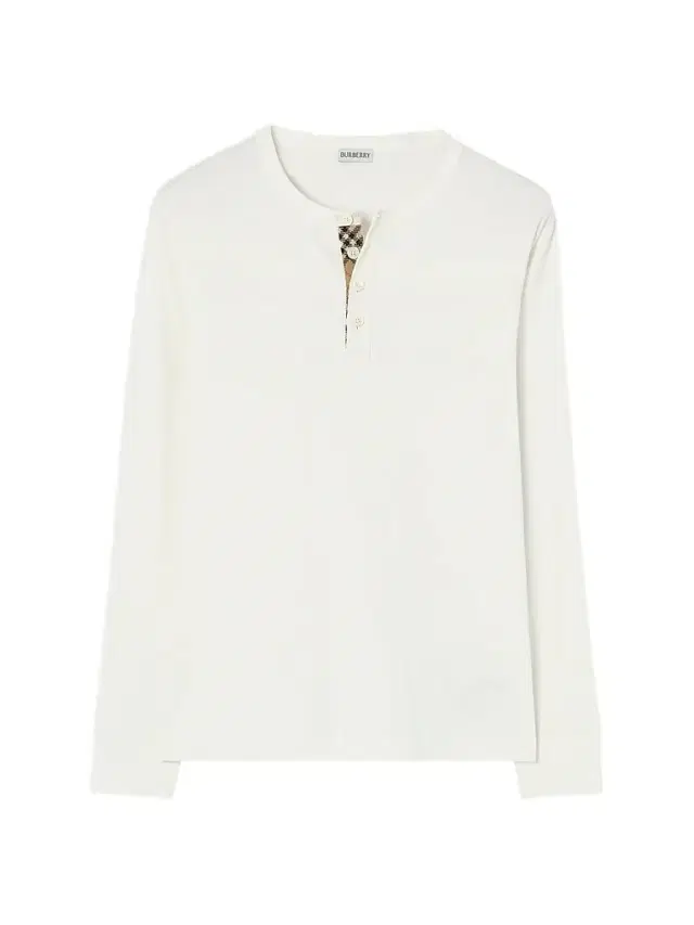 Burberry Men's Check Placket Henley Top - Chalk
