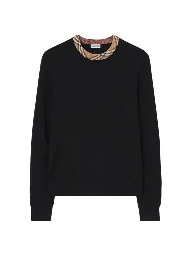 Burberry Men's Michael Check Collar Sweater - Black - Size XXXL | Thumbnail 1