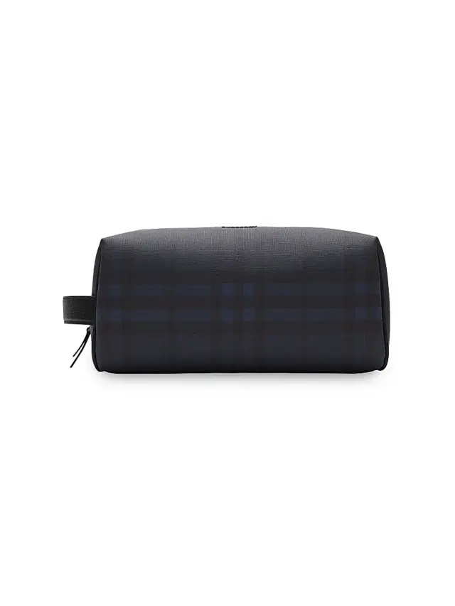 Burberry Check Logo Travel Pouch - Navy