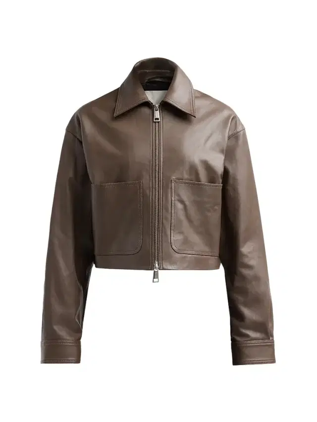 Nanushka Women's Reflections Phebe Leather Jacket - Dark Taupe