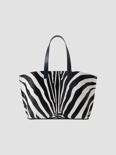 Akris Women's Ai Medium Zebra-Print Calf Hair Shoulder Tote | Thumbnail 5 Akris Women's Ai Medium Zebra-Print Calf Hair Shoulder Tote | Thumbnail 5