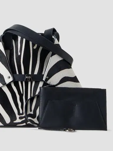 Akris Women's Ai Medium Zebra-Print Calf Hair Shoulder Tote | Thumbnail 6 Akris Women's Ai Medium Zebra-Print Calf Hair Shoulder Tote | Thumbnail 6