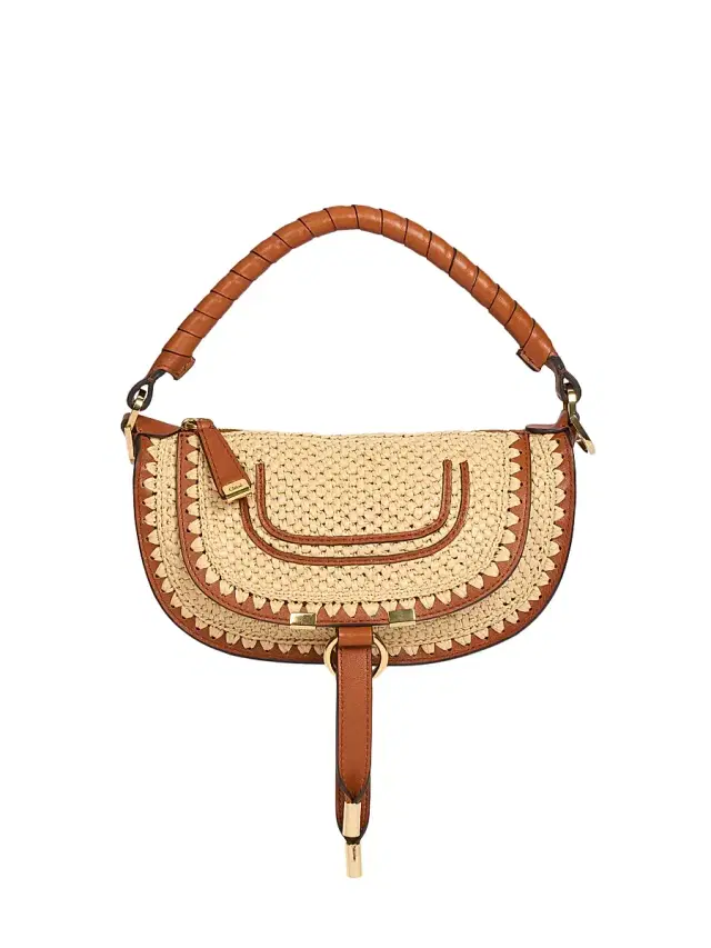 Women's Marcie Leather-Trim Raffia Shoulder Bag - Clay Brown