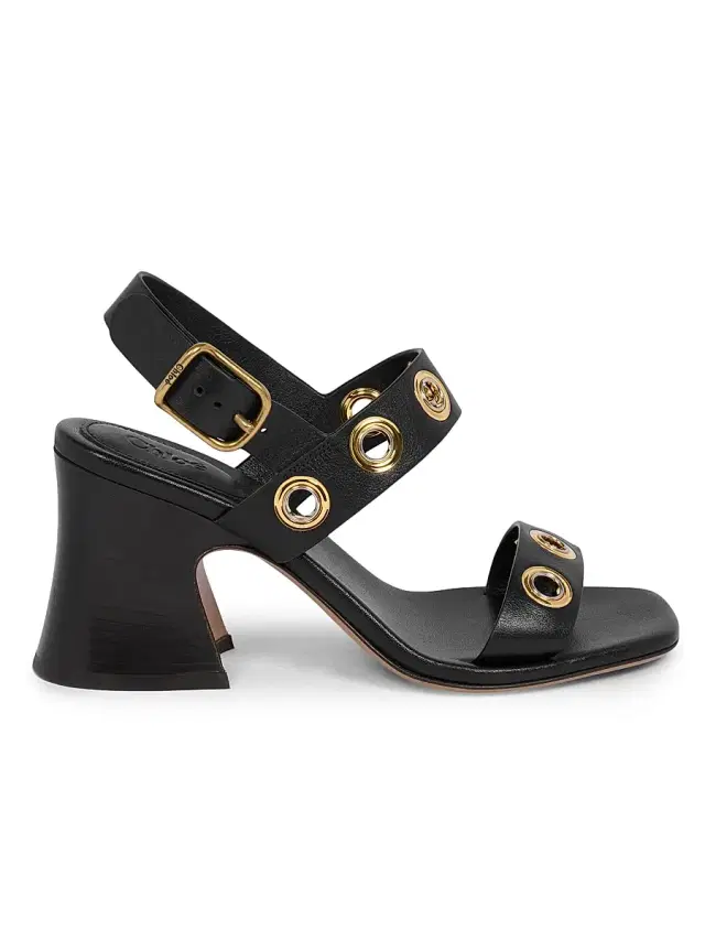 Chloé Women's Janis Grommet Leather Slingback Sandals - Black