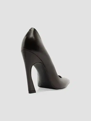 Schutz Women's Lexi 1MM Leather Curved-Heel Pumps - Dark Brown | Thumbnail 3