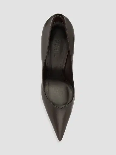 Schutz Women's Lexi 1MM Leather Curved-Heel Pumps - Dark Brown | Thumbnail 7
