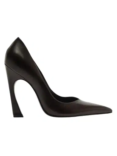 Schutz Women's Lexi 1MM Leather Curved-Heel Pumps - Dark Brown | Thumbnail 1