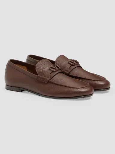 Valentino Garavani Men's VLogo Signature Deer Leather Loafers - Brown - Size 10 | Thumbnail 2 Valentino Garavani Men's VLogo Signature Deer Leather Loafers - Brown - Size 10 | Thumbnail 2