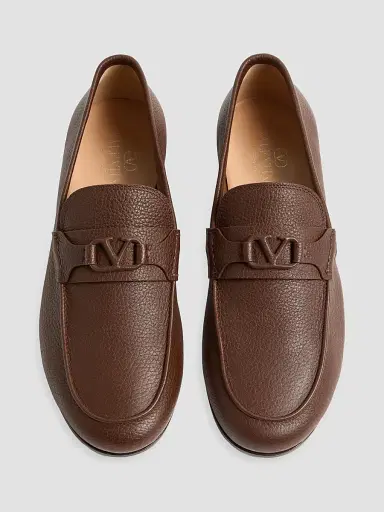 Valentino Garavani Men's VLogo Signature Deer Leather Loafers - Brown - Size 10 | Thumbnail 4 Valentino Garavani Men's VLogo Signature Deer Leather Loafers - Brown - Size 10 | Thumbnail 4