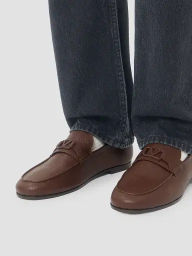 Valentino Garavani Men's VLogo Signature Deer Leather Loafers - Brown - Size 10 | Thumbnail 7 Valentino Garavani Men's VLogo Signature Deer Leather Loafers - Brown - Size 10 | Thumbnail 7